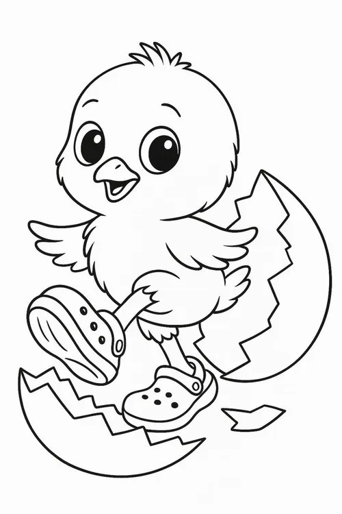 Bức tranh tô màu gà con vàng tươi đáng yêu cho trẻ 6 tuổi