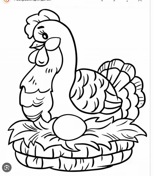 Hình tô gà mái hiền lành đang tìm thức ăn cho con