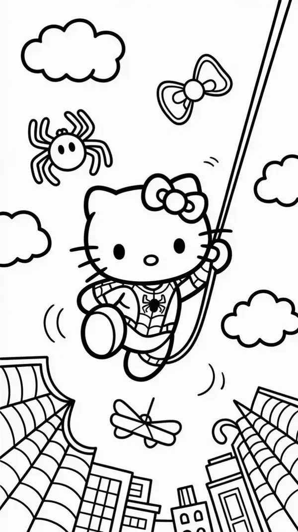 Trang tô Kitty váy vàng ngồi đọc sách thật ngoan