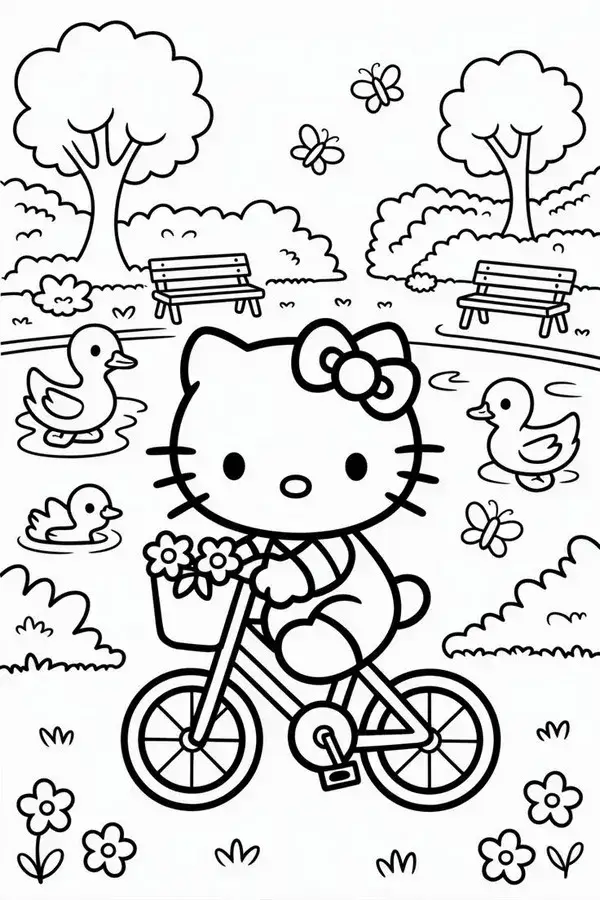 Trang tập tô Kitty váy hoa nhẹ cho bé gái