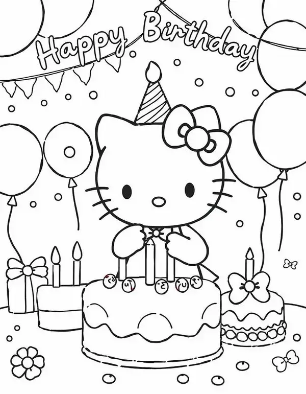 Tranh tô Hello Kitty váy tím nhẹ cho bé gái nhỏ