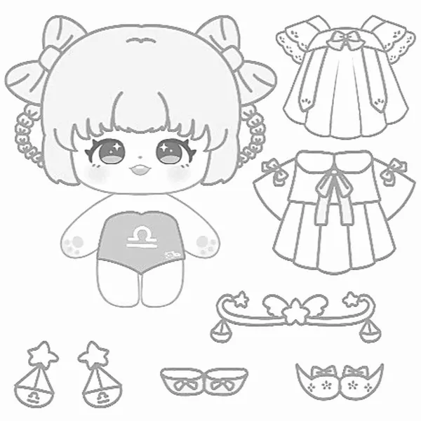 61 Trang tập tô paper doll chibi có váy xếp tầng lấp lánh