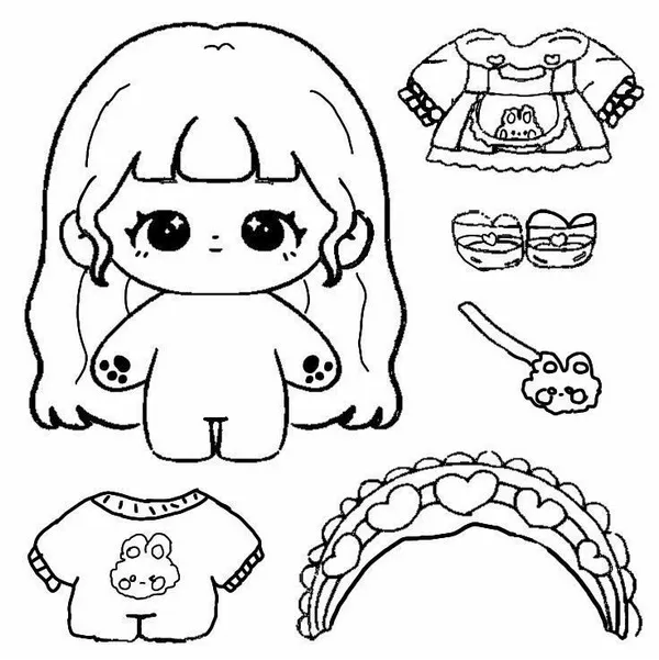 44 Mẫu tranh tô paper doll giúp bé thể hiện cảm xúc qua màu