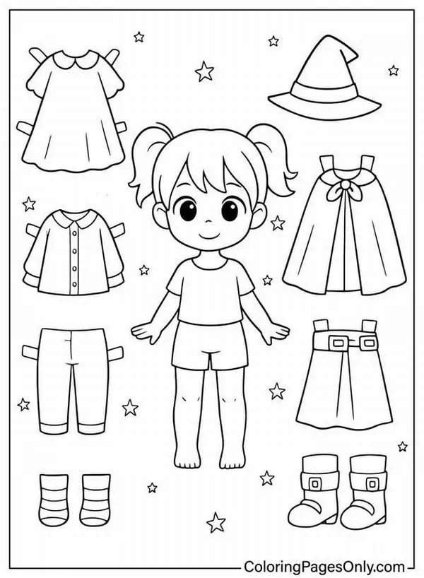 46 Tranh tô màu búp bê giấy chibi với phụ kiện nhỏ xinh