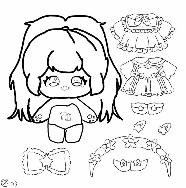 47 Tờ giấy tô màu búp bê giấy chibi rực rỡ và vui nhộn