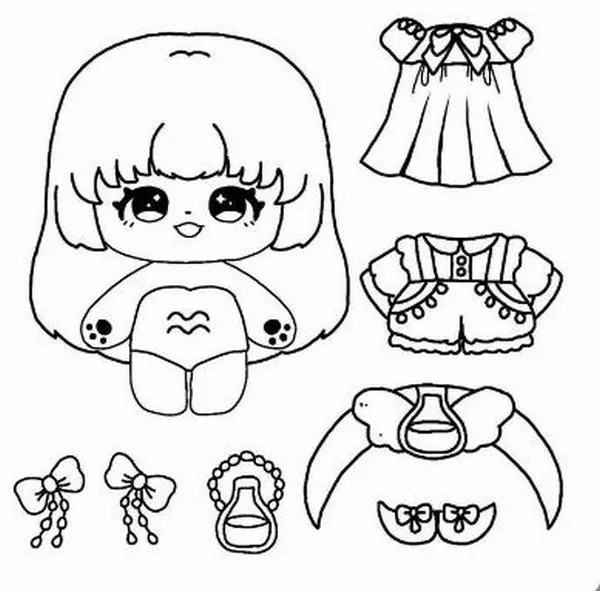 53 Mẫu tranh tô paper doll chibi giúp bé khám phá thời trang