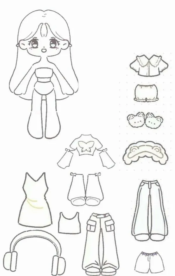 58 Bộ tranh tô paper doll chibi giúp bé học cách phối đồ
