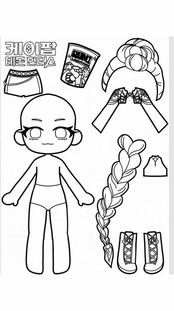 24 Trang tô màu paper doll đội mũ rộng, cầm kem nhỏ.