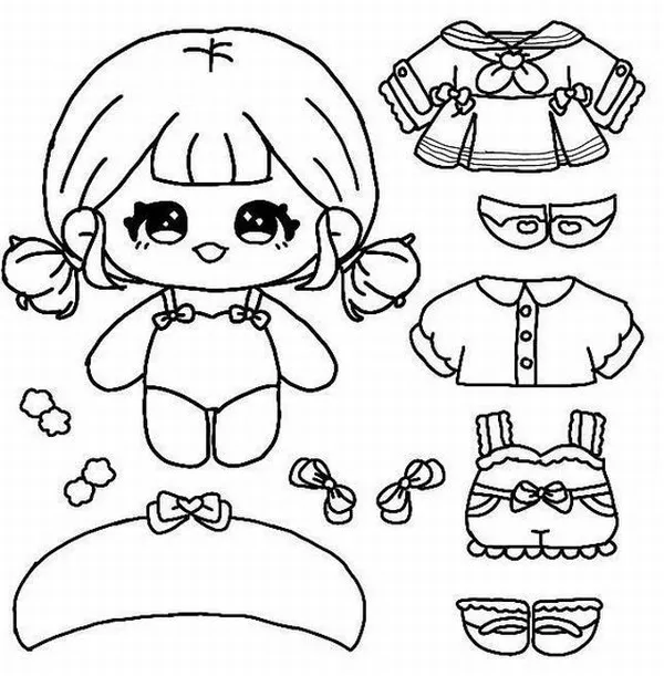 26 Tờ giấy tô paper doll ngồi xích đu, tóc bay nhẹ.