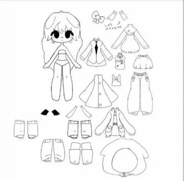 15 Hình tô màu búp bê chibi Noel váy đỏ đáng yêu cho trẻ