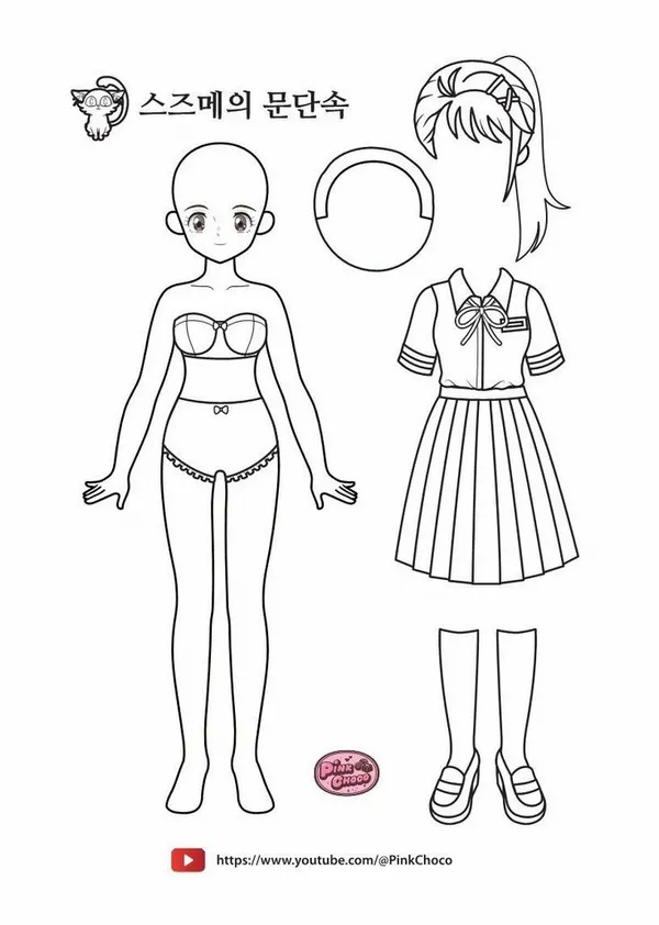 14 Mẫu tranh tô búp bê chibi cổ tích cực kỳ đáng yêu