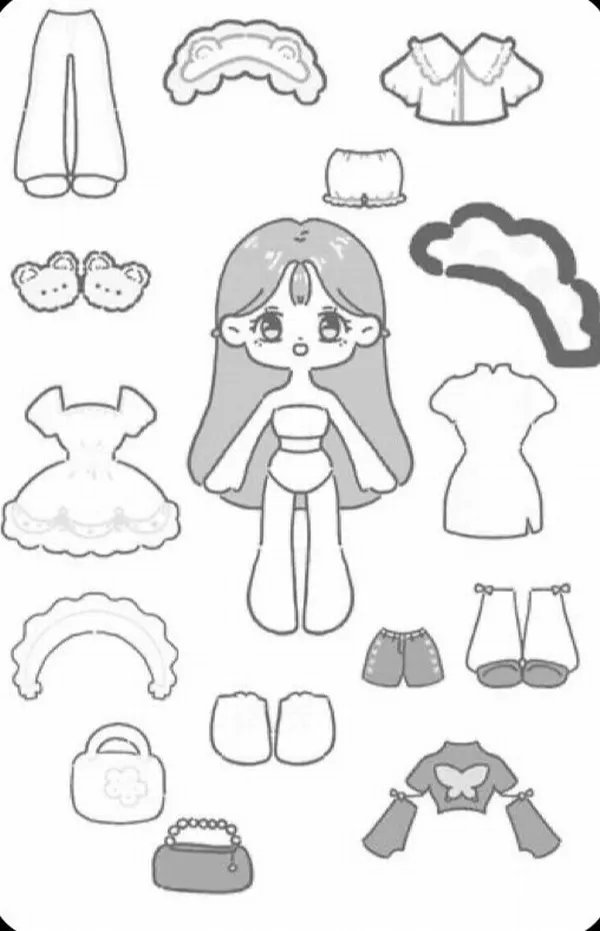 6 Hình tô búp bê chibi dễ thương giúp bé yêu sáng tạo