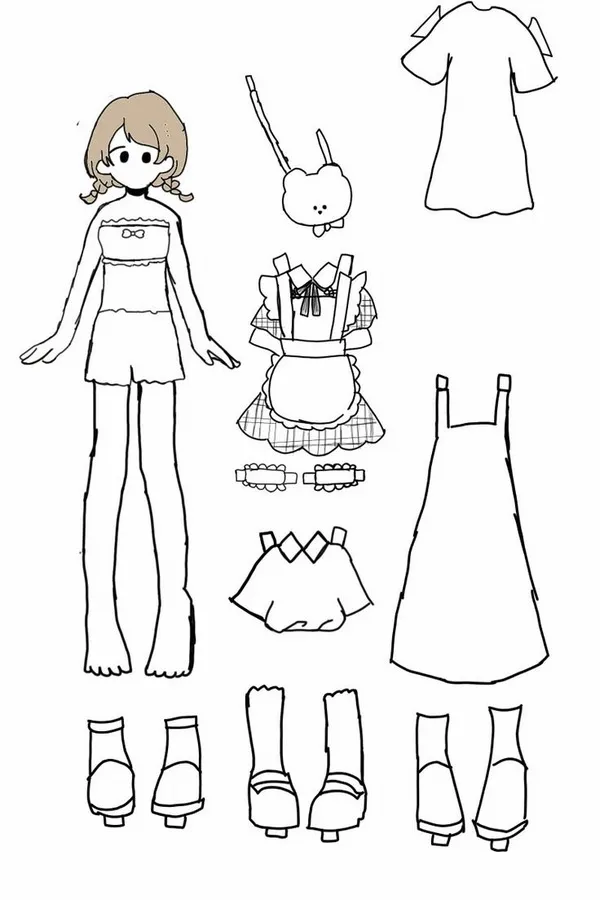 20 In hình tập tô búp bê chibi cổ điển cho trẻ sáng tạo