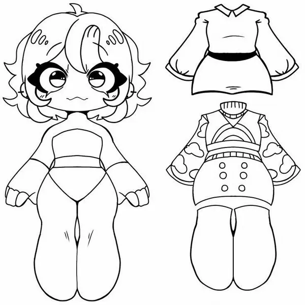 19 Tranh tô màu búp bê giấy thay đồ chibi đáng yêu – trò chơi vừa học vừa chơi cho bé