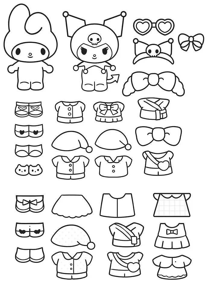 Bộ tranh tô màu búp bê Kuromi cực xinh cho bé gái yêu thủ công Bộ tranh tô màu búp bê Kuromi cực xinh cho bé gái yêu thủ công