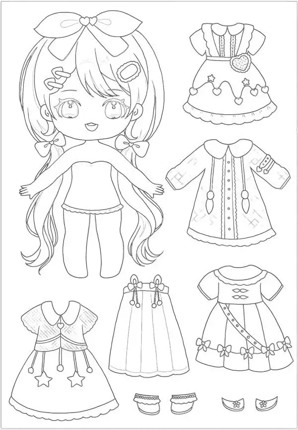 99 Tranh búp bê giấy thay đồ chibi giúp bé tập làm nhà thiết kế nhí