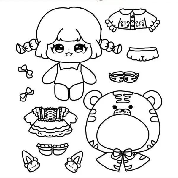 114 Bức tranh tô búp bê giấy dễ cắt dán và phối màu vui