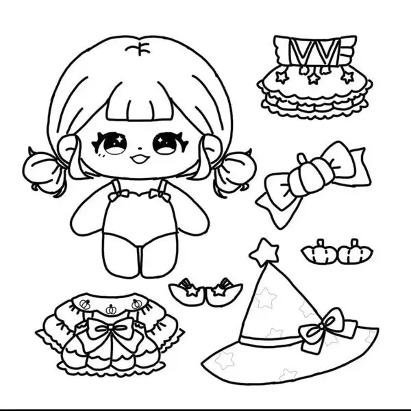 115 Trang tô màu búp bê cổ tích váy xòe và vương miện lấp lánh