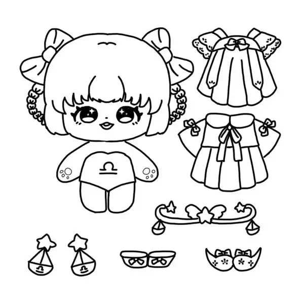 118 Bức tranh tô búp bê chibi mùa hè mặc váy hoa tươi tắn