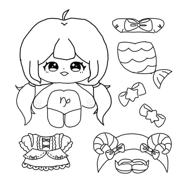 107 Tranh tô màu búp bê giấy chibi váy hồng dễ thương cho trẻ