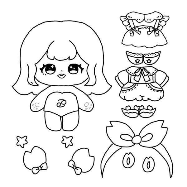 110 Bé thỏa sức phối màu cùng búp bê giấy thay đồ chibi xinh xắn