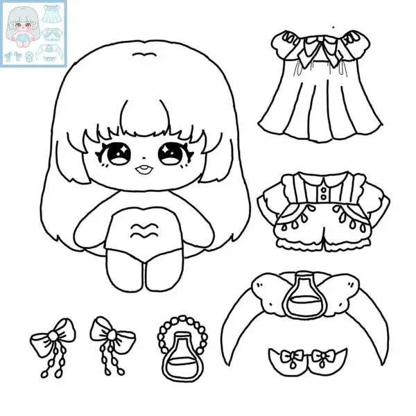 117 Tranh tô búp bê giấy công chúa váy nhiều tầng lung linh