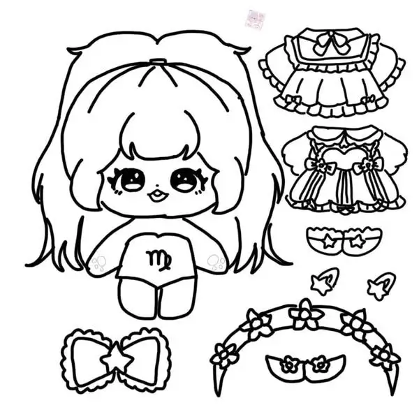 109 Hình tô búp bê mini đang chọn váy đi dự tiệc sinh nhật