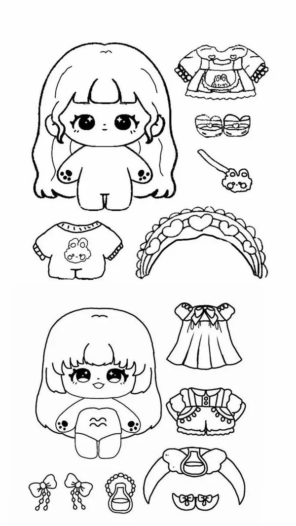 12 Hình tô búp bê giấy Toca giúp bé phát triển sáng tạo