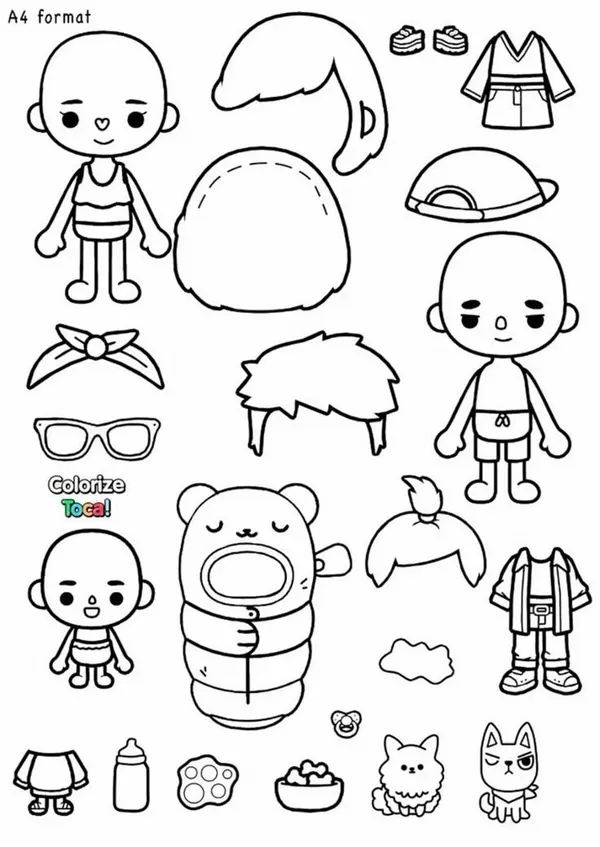 26 Tranh tô búp bê Toca Boca giúp bé thể hiện cảm xúc
