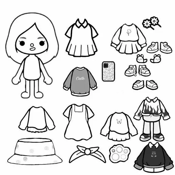 40 Bộ tranh tô màu búp bê Toca mang phong cách riêng