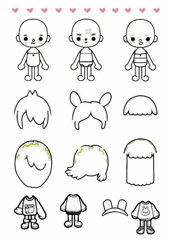 44 Trang tập tô búp bê Toca giúp bé phối màu hài hòa