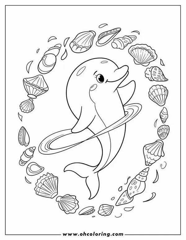 52 Tô màu vui với cá heo con phun nước lên cao