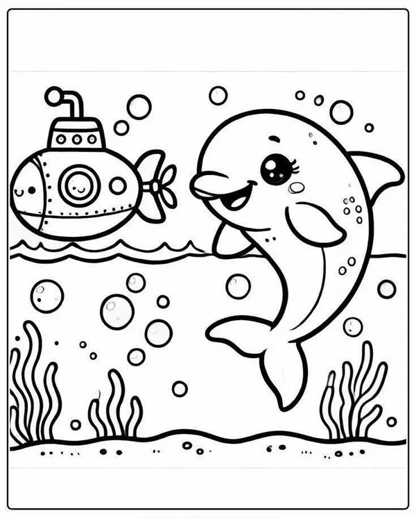 38 Tranh tô màu cá heo mỉm cười dưới ánh nắng