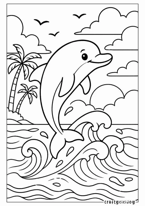 69 Trang tập tô cá heo phun nước và mỉm cười hiền