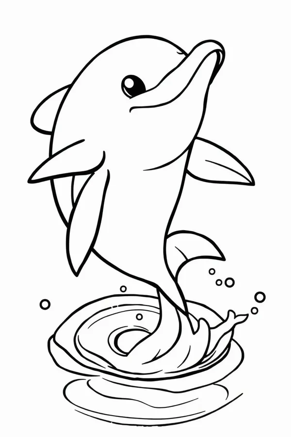 13 Mẫu tranh tô màu cá heo và bọt sóng trắng xóa