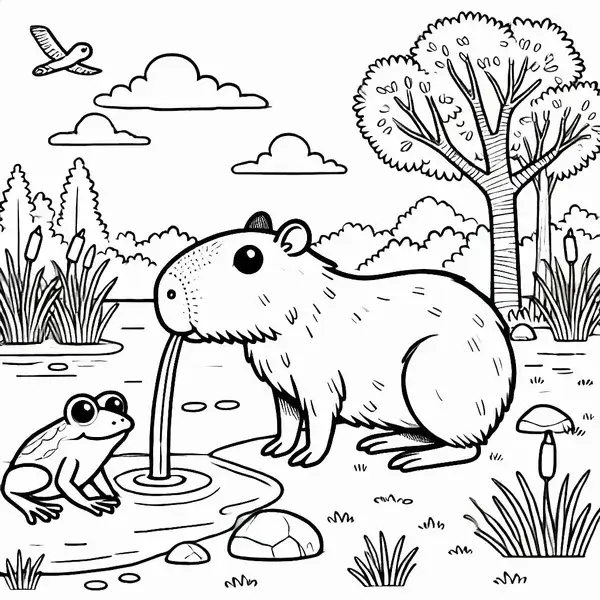 119 Tô màu capybara thò lò nước mũi xanh