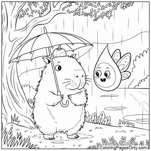 118 Tô màu capybara chảy nước mũi cạnh chú bướm xinh