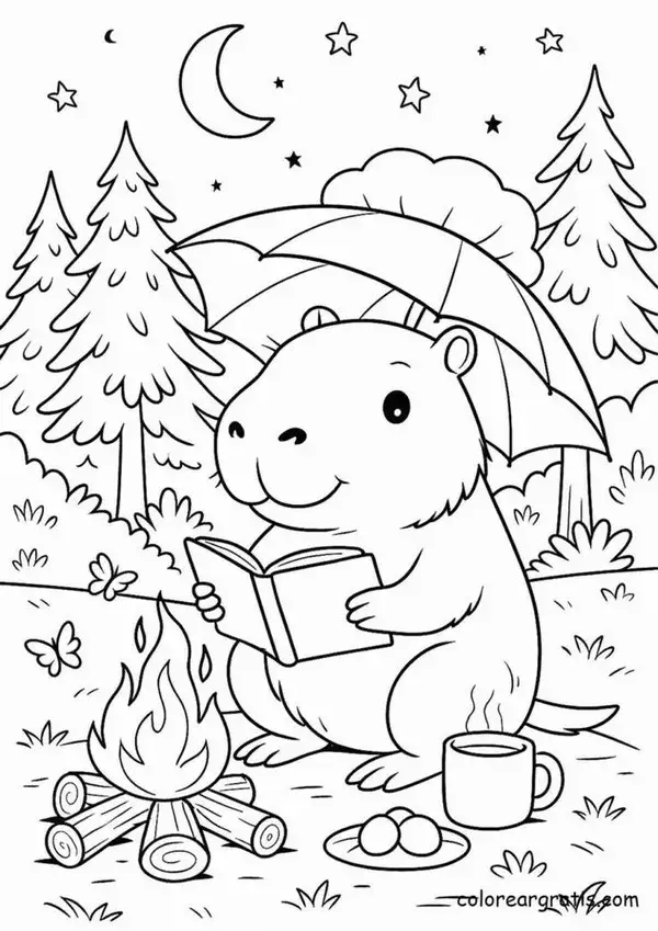 116 Tranh tô màu capybara bị chảy nước mũi