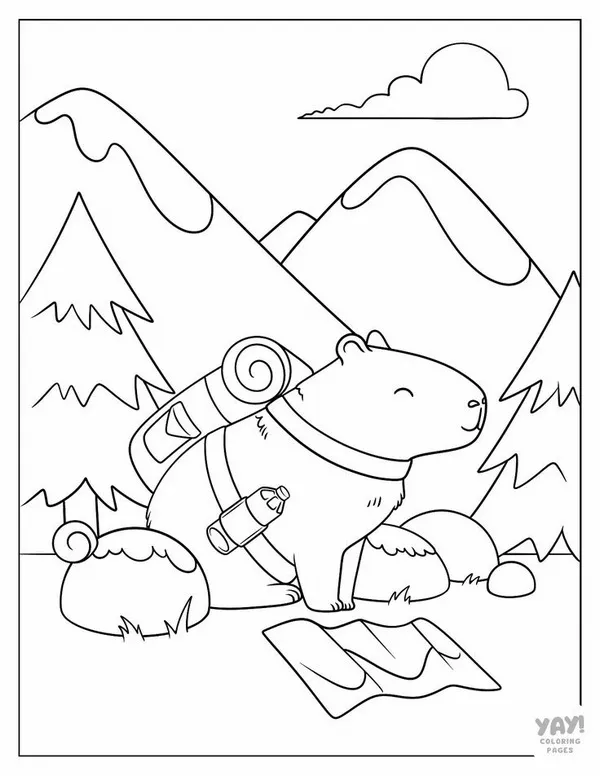 50 Trang tô màu capybara mini cùng bông hoa vàng