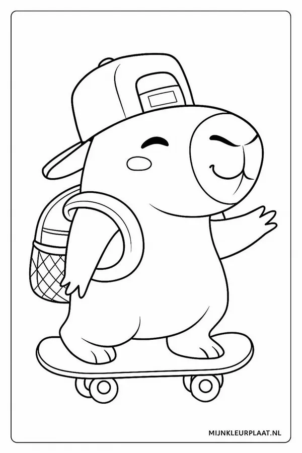 46 Bộ tranh tô màu capybara chibi nằm đọc sách trong vườn