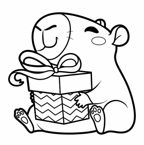 40 Hình tô màu capybara nhỏ và vịt con đi chơi