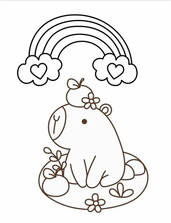 38 Mẫu tranh tô màu capybara béo ú cười hiền hòa