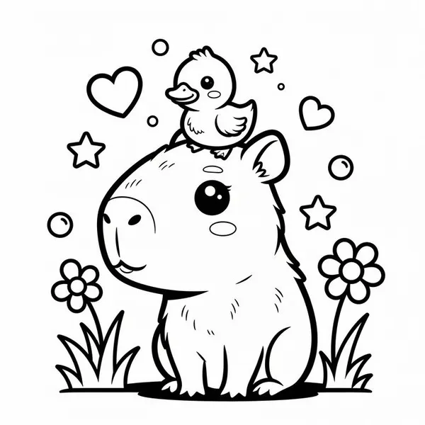 35 Trang tô màu capybara đáng yêu nằm ngủ trên bờ cỏ