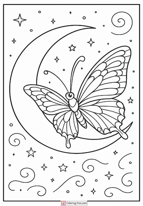 Hình tô màu bướm cách điệu mang phong cách cổ tích lấp lánh