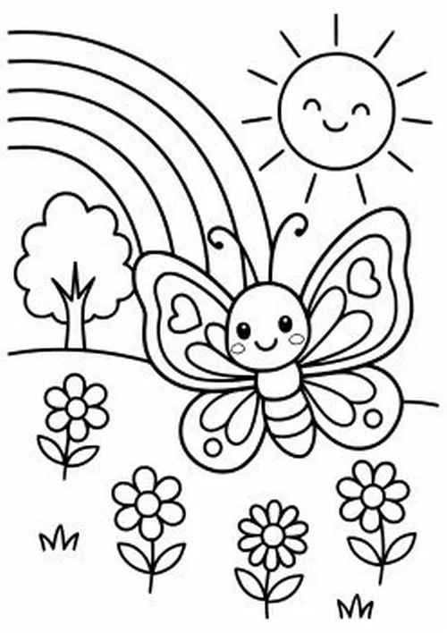 Tờ giấy tô màu con bướm với hoa văn đẹp tự nhiên