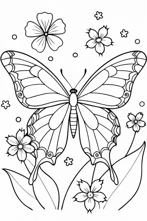 Tranh tô bướm trắng hồng giúp bé học nhận biết hình dạng