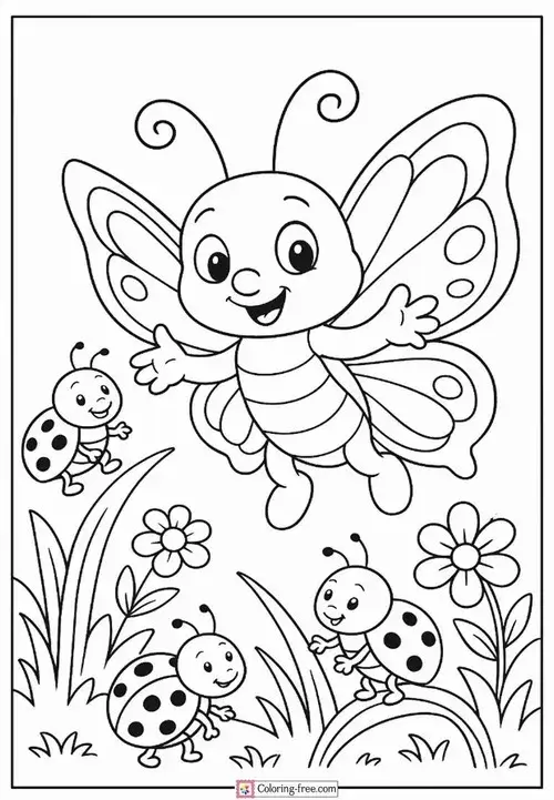 Mẫu tranh tô con bướm cầu vồng giúp bé thêm hứng thú