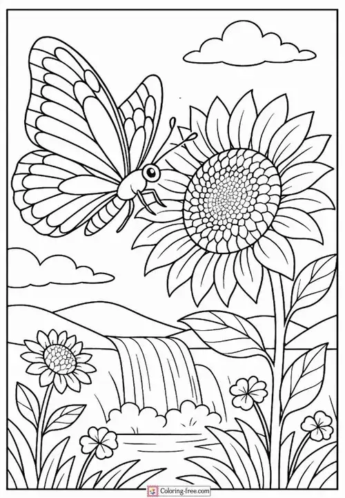 Tờ giấy tô màu bướm trang trí hình xoắn độc đáo cho bé 4 tuổi