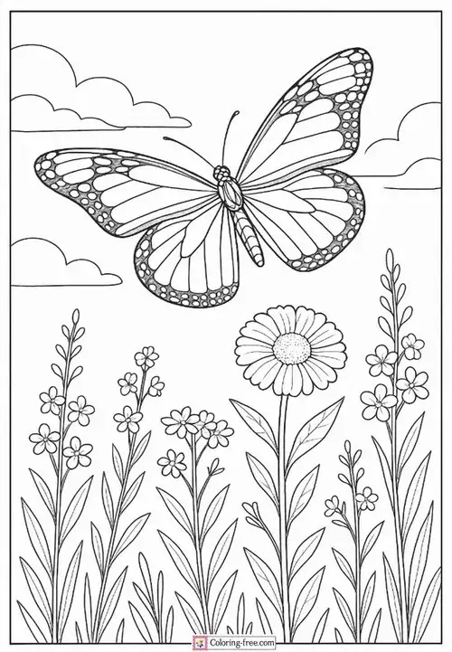 Tranh tô cánh bướm bay giữa hoa văn cổ điển sang trọng cho trẻ 5 tuổi