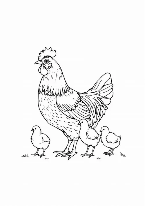 Hình tô gà con nhỏ xinh học theo mẹ bới đất